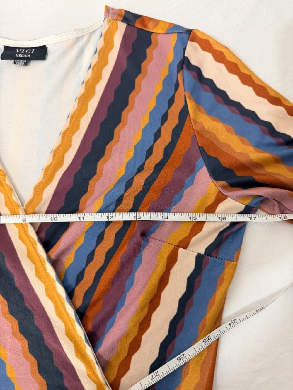 VICI Wrap Maxi Dress Striped Boho Long Sleeve Multicolor Size M - Picture 9 of 14